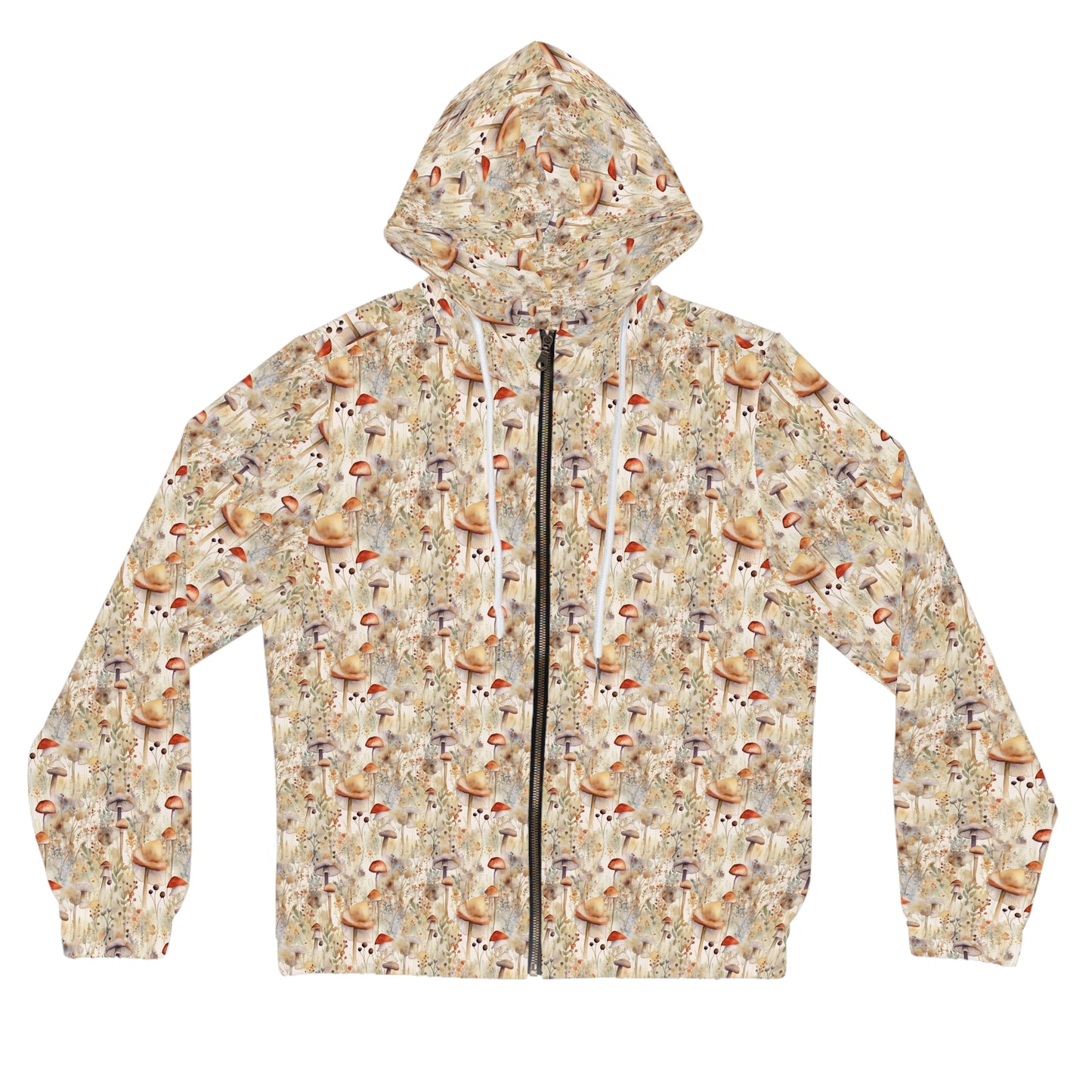 Cream Mushroom Women’s Full-Zip Hoodie (AOP)