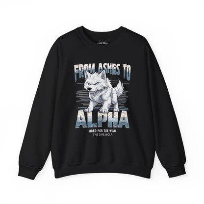 Sweatshirt Dire Wolf Hybrid Crewneck Sweatshirt - From Ashes to Alpha Shirt for Fantasy Sci-Fi Lovers Shirt