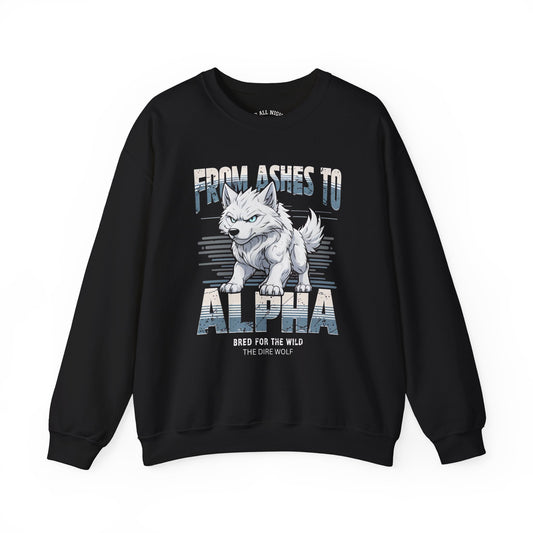 Sweatshirt Dire Wolf Hybrid Crewneck Sweatshirt - From Ashes to Alpha Shirt for Fantasy Sci-Fi Lovers Shirt