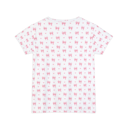 Shirt Pink Coquette Bow Pattern Tee Print Shirt for Gift
