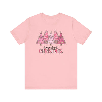 Pink Merry Christmas Tree Holiday TShirt