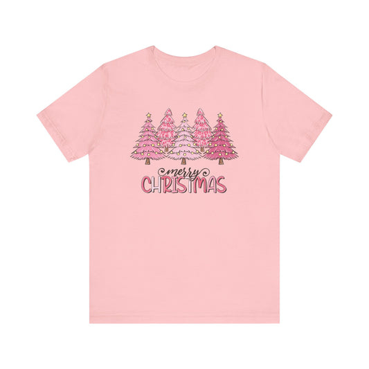 Pink Merry Christmas Tree Holiday TShirt