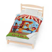 Load image into Gallery viewer, Personalized Monogram Circus Themed Minky Velveteen Plush Blanket
