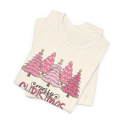 Pink Merry Christmas Tree Holiday TShirt