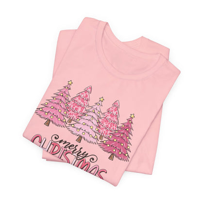 Pink Merry Christmas Tree Holiday TShirt