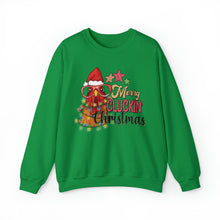 Load image into Gallery viewer, Merry Cluckin&#39; Christmas Chicken Sweatshirt
