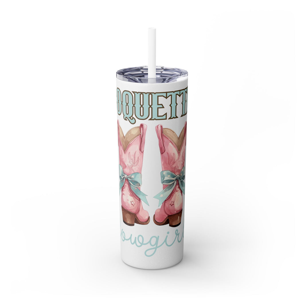 Coquette Cowgirl Skinny Tumbler with Straw, 20oz