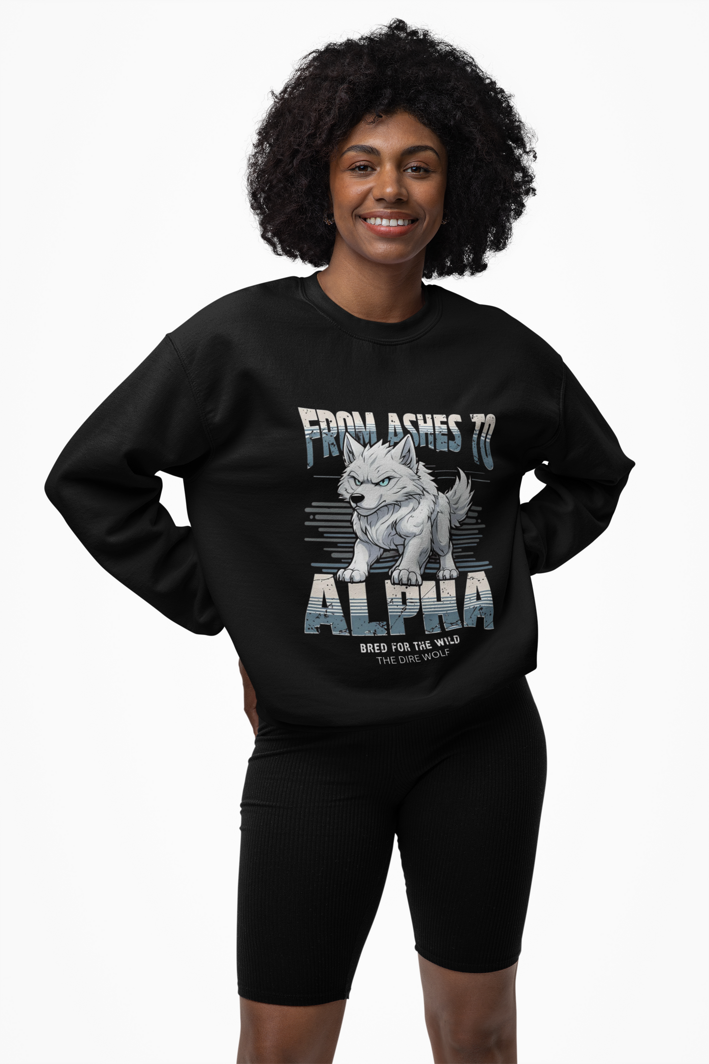 Sweatshirt Dire Wolf Hybrid Crewneck Sweatshirt - From Ashes to Alpha Shirt for Fantasy Sci-Fi Lovers Shirt