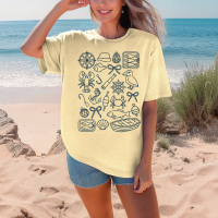 Fisherman's Aesthetic Doodle Shirt Nautical Adventure Graphic T-Shirt for Ocean Lovers