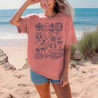 Fisherman's Aesthetic Doodle Shirt Nautical Adventure Graphic T-Shirt for Ocean Lovers