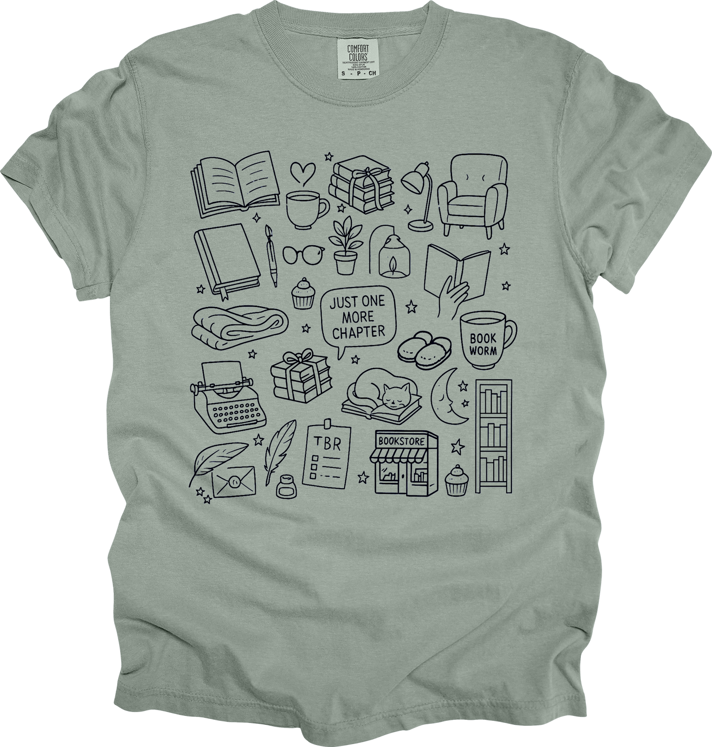 T-Shirt Book Lover T-Shirt Just One More Chapter Tee for Readers Gift Book Nerd Shirt