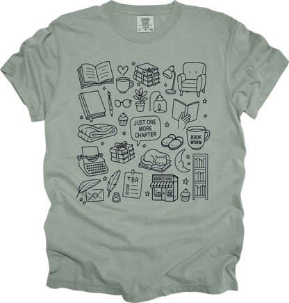T-Shirt Book Lover T-Shirt Just One More Chapter Tee for Readers Gift Book Nerd Shirt