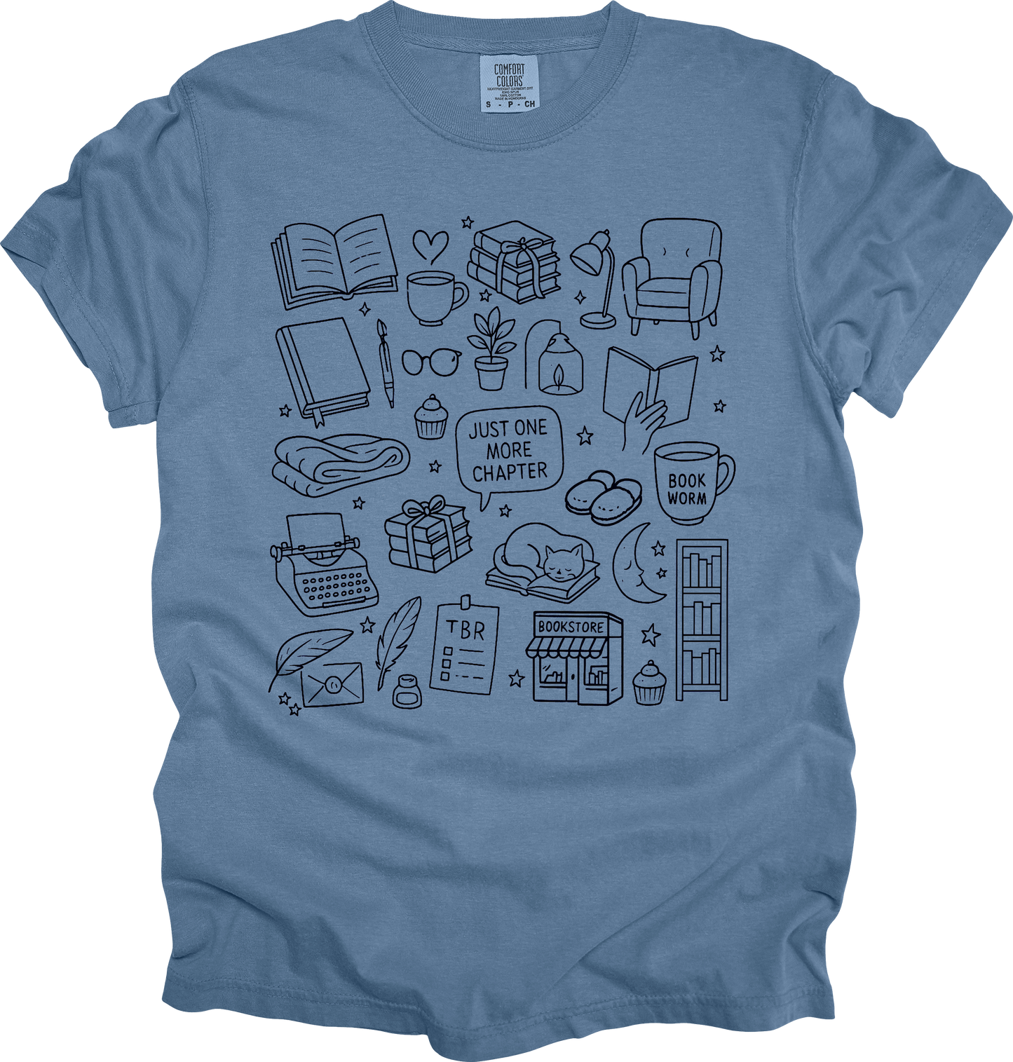 T-Shirt Book Lover T-Shirt Just One More Chapter Tee for Readers Gift Book Nerd Shirt