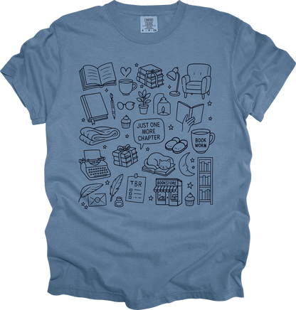 T-Shirt Book Lover T-Shirt Just One More Chapter Tee for Readers Gift Book Nerd Shirt
