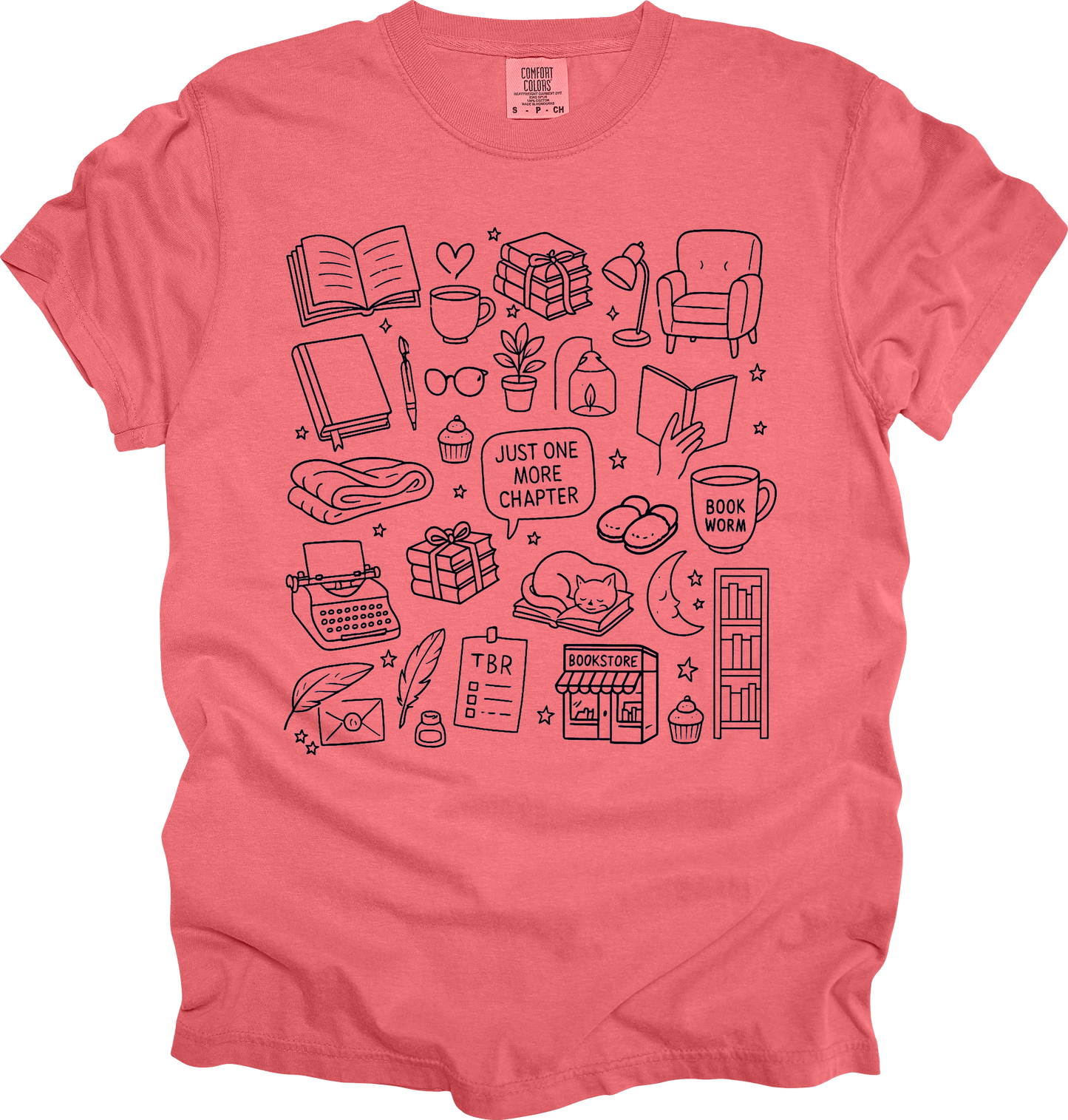 T-Shirt Book Lover T-Shirt Just One More Chapter Tee for Readers Gift Book Nerd Shirt