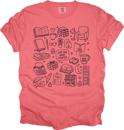 T-Shirt Book Lover T-Shirt Just One More Chapter Tee for Readers Gift Book Nerd Shirt