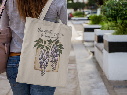 Tote Bag Chateaucore Bag Botanical Tote Bag, Eco-Friendly Shopping Tote, Gift for Plant Lovers, Wisteria Floral Design, Reusable Grocery Bag