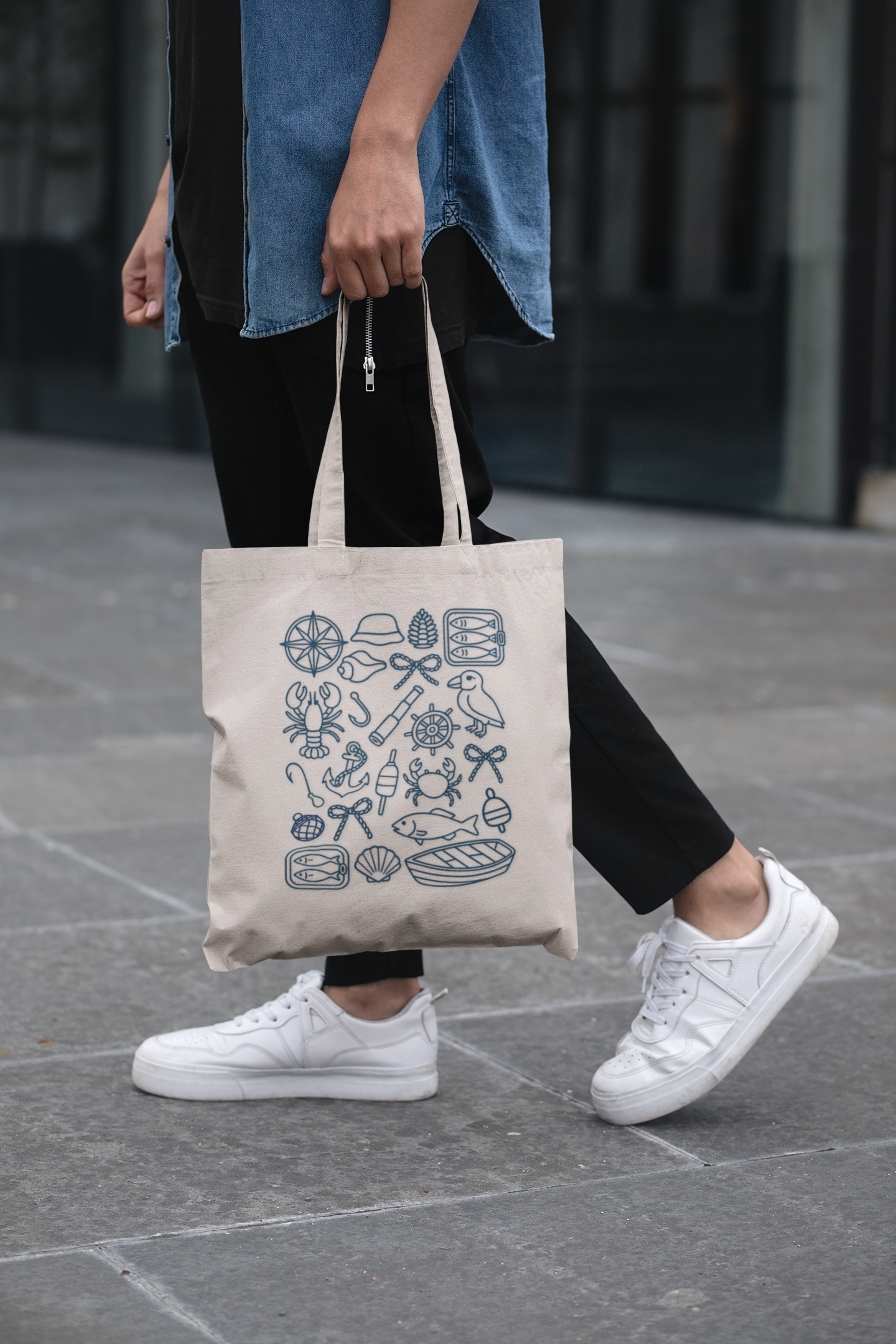 Tote Bag Creative Canvas Bag Fisherman Tote Eco-Friendly Bag Sailing Gifts Everyday Carryall Fisherman Aesthetic