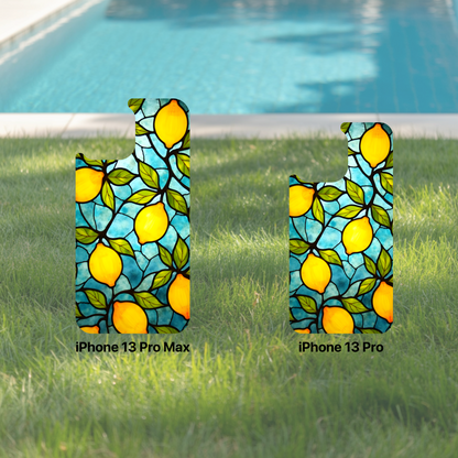 iPhone Phone Case Stained Glass Look Tough Cases Vibrant Lemon Design Unique Gift for Lemon Lovers Colorful Phone Accessories for Summer