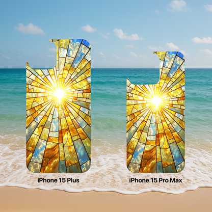 iPhone Phone Case Sun Stained Glass Tough Cases Vibrant Sunshine Design Unique Gift for Sunshine Lovers Colorful Phone Accessories for Summer Lovers
