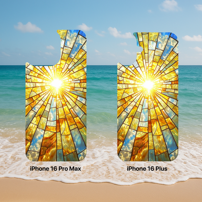 iPhone Phone Case Sun Stained Glass Tough Cases Vibrant Sunshine Design Unique Gift for Sunshine Lovers Colorful Phone Accessories for Summer Lovers