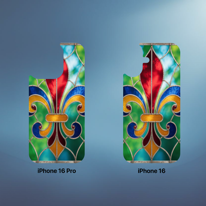 iPhone Phone Case Stained Glass Look Fleur di Lis Tough Cases Vibrant Chateaucore Design Unique Gift for Castle Lovers Colorful Phone Accessories for Fleur di Lis Lovers