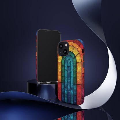 iPhone Phone Case Colorful Stained Glass Look Rainbow Phone Case Tough Cases for Nature Lovers Floral Phone Cover Gift for Mom Fall Aesthetic Eco-Friendly Design Wizard of Oz Lover