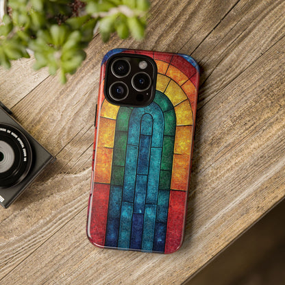 iPhone Phone Case Colorful Stained Glass Look Rainbow Phone Case Tough Cases for Nature Lovers Floral Phone Cover Gift for Mom Fall Aesthetic Eco-Friendly Design Wizard of Oz Lover