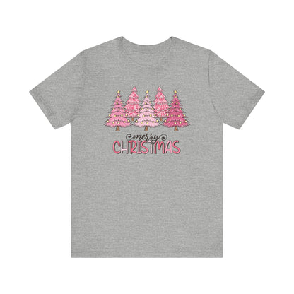 Pink Merry Christmas Tree Holiday TShirt