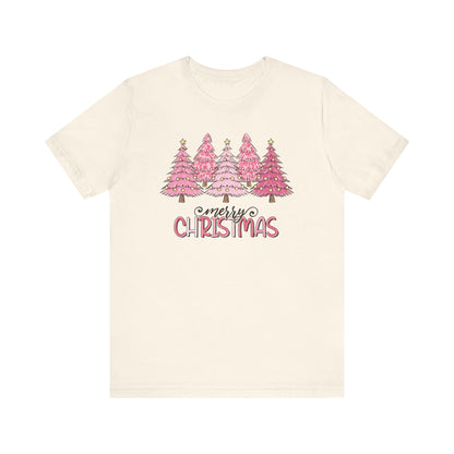 Pink Merry Christmas Tree Holiday TShirt