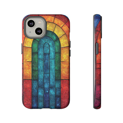 iPhone Phone Case Colorful Stained Glass Look Rainbow Phone Case Tough Cases for Nature Lovers Floral Phone Cover Gift for Mom Fall Aesthetic Eco-Friendly Design Wizard of Oz Lover