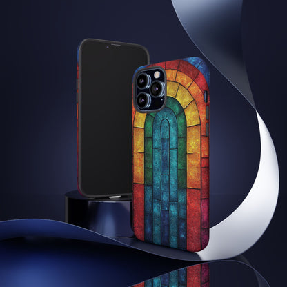 iPhone Phone Case Colorful Stained Glass Look Rainbow Phone Case Tough Cases for Nature Lovers Floral Phone Cover Gift for Mom Fall Aesthetic Eco-Friendly Design Wizard of Oz Lover