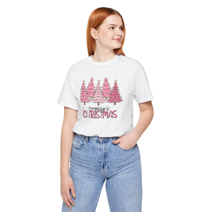 Pink Merry Christmas Tree Holiday TShirt