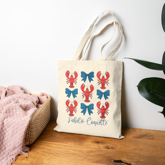 Tote Bag Lobster Party Cotton Tote Bag Beach Bag Reusable Grocery Tote Eco-Friendly Gift Lobster Lover Tote Festivals and Picnics