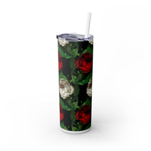 Load image into Gallery viewer, Red White Roses on Black Skinny Tumbler
