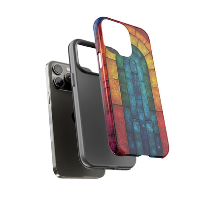 iPhone Phone Case Colorful Stained Glass Look Rainbow Phone Case Tough Cases for Nature Lovers Floral Phone Cover Gift for Mom Fall Aesthetic Eco-Friendly Design Wizard of Oz Lover