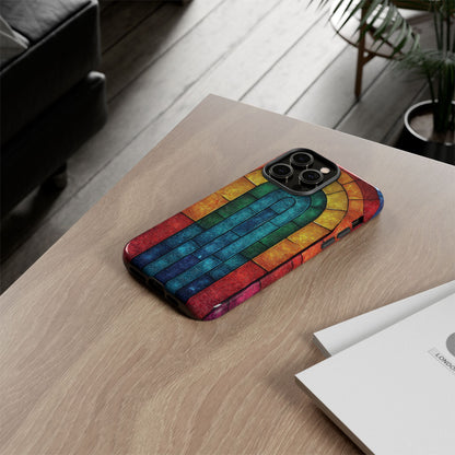 iPhone Phone Case Colorful Stained Glass Look Rainbow Phone Case Tough Cases for Nature Lovers Floral Phone Cover Gift for Mom Fall Aesthetic Eco-Friendly Design Wizard of Oz Lover