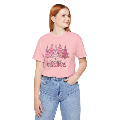 Pink Merry Christmas Tree Holiday TShirt