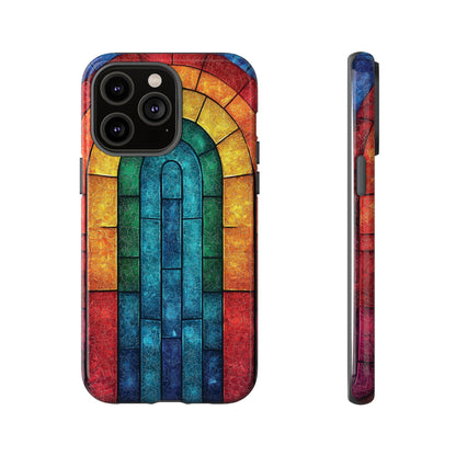iPhone Phone Case Colorful Stained Glass Look Rainbow Phone Case Tough Cases for Nature Lovers Floral Phone Cover Gift for Mom Fall Aesthetic Eco-Friendly Design Wizard of Oz Lover