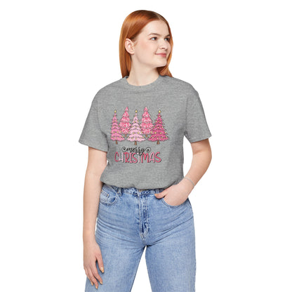 Pink Merry Christmas Tree Holiday TShirt