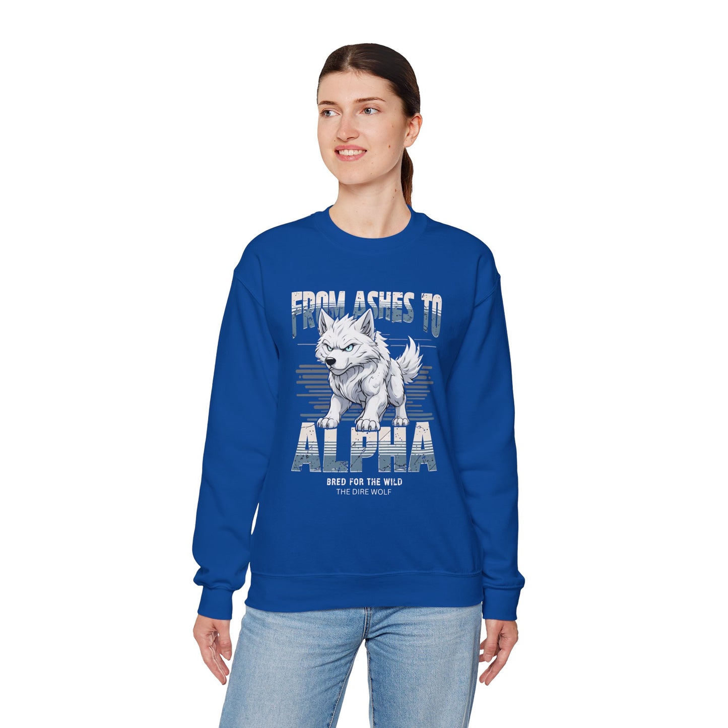 Sweatshirt Dire Wolf Hybrid Crewneck Sweatshirt - From Ashes to Alpha Shirt for Fantasy Sci-Fi Lovers Shirt