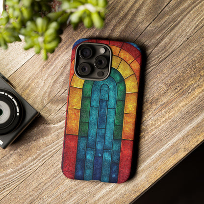 iPhone Phone Case Colorful Stained Glass Look Rainbow Phone Case Tough Cases for Nature Lovers Floral Phone Cover Gift for Mom Fall Aesthetic Eco-Friendly Design Wizard of Oz Lover