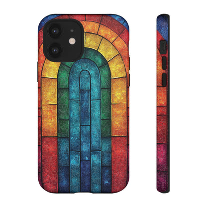 iPhone Phone Case Colorful Stained Glass Look Rainbow Phone Case Tough Cases for Nature Lovers Floral Phone Cover Gift for Mom Fall Aesthetic Eco-Friendly Design Wizard of Oz Lover