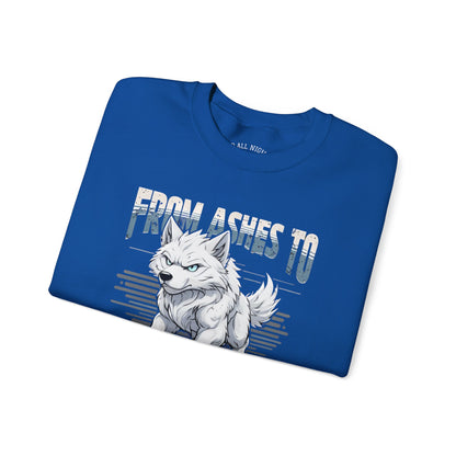 Sweatshirt Dire Wolf Hybrid Crewneck Sweatshirt - From Ashes to Alpha Shirt for Fantasy Sci-Fi Lovers Shirt