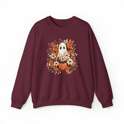 Floral Ghost Halloween Fall Sweatshirt