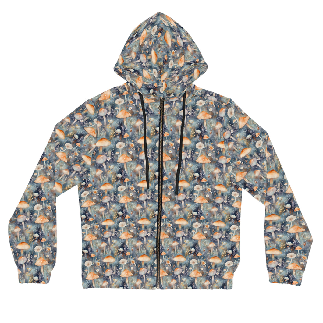 Navy Mushroom Women’s Full-Zip Hoodie (AOP)