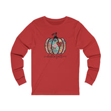 Load image into Gallery viewer, Boho Patchwork Pumpkin Hello Fall Unisex Long Sleeve Tee
