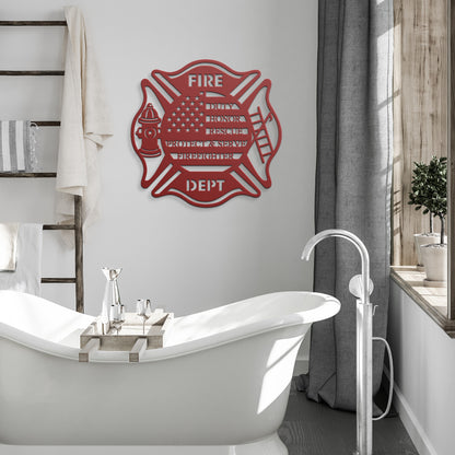 A Firefighter's Promise Shield Metal SIgn
