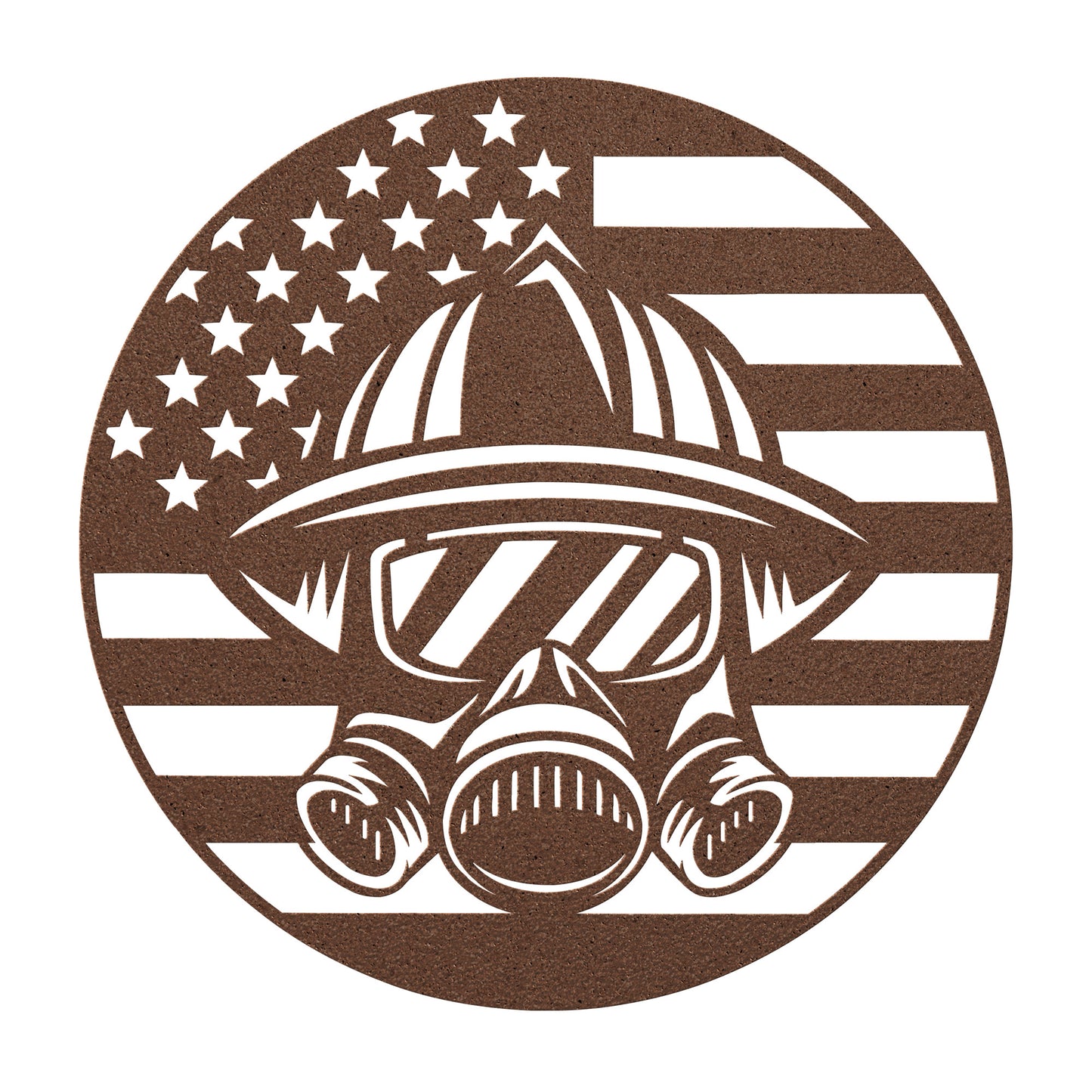 Firefighter Helmet with Flag Metal Sign