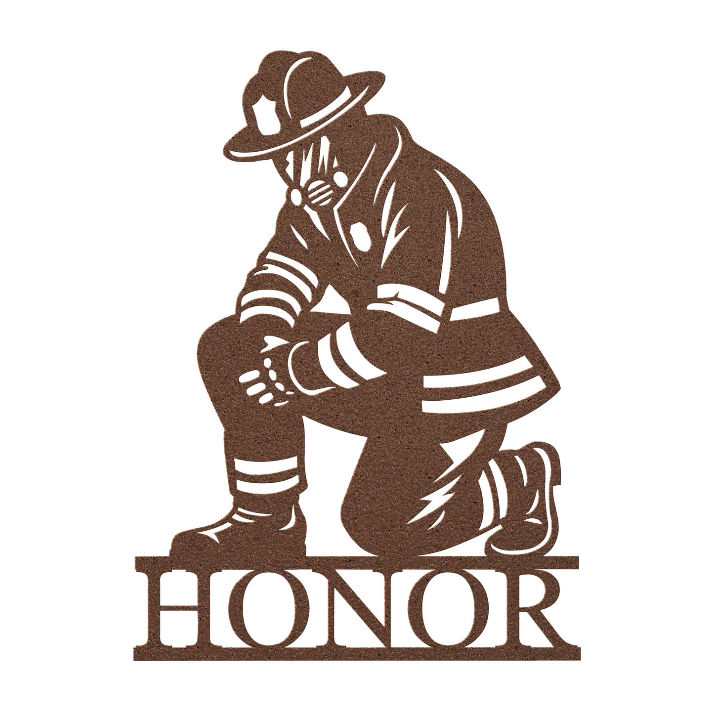 Firefighter Kneeling Honor Metal Sign